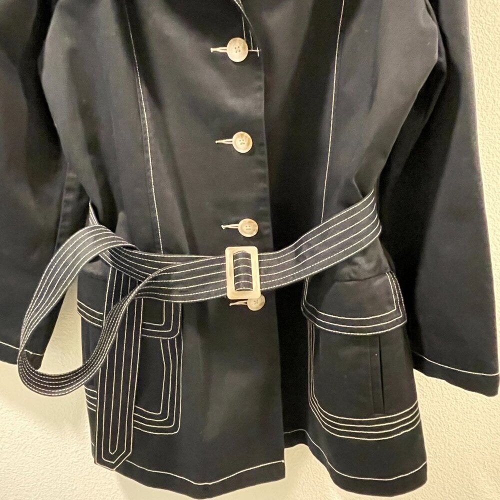 OLD NAVY Vintage (SP06) Trench/Pea Coat Long Sleeve Belted, Black - XXL - Picture 6 of 11